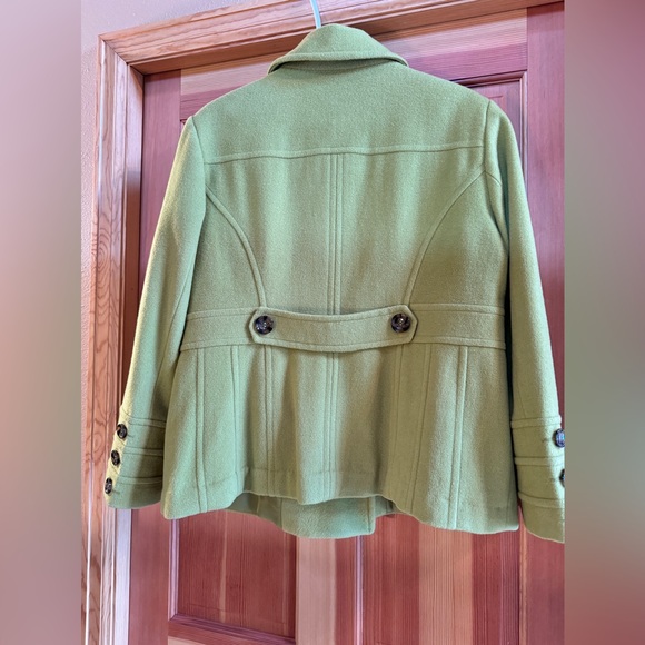 St John’s Bay Lime Green Pea Coat Size L Petite - Picture 2 of 7
